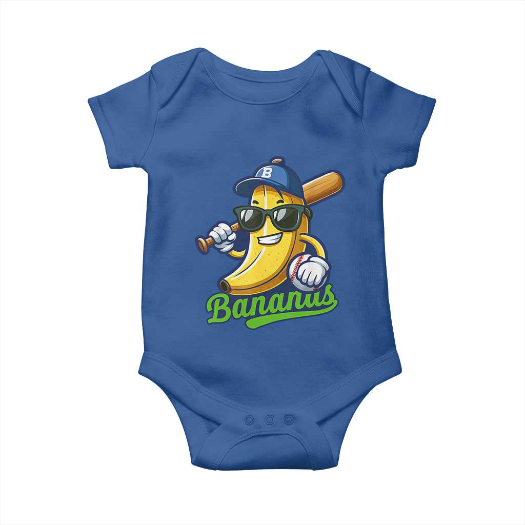 Cute Banana Graphics Baby Onesie Funny Sports Baseball Lover TS02 Royal Blue Print Your Wear