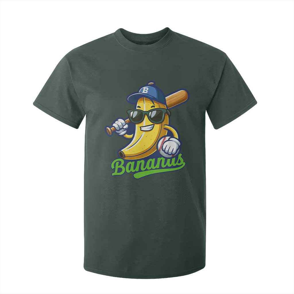 Cute Banana Graphics T Shirt For Kid Funny Sports Baseball Lover TS02 Dark Forest Green Print Your Wear