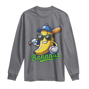 Cute Banana Graphics Long Sleeve Shirt Funny Sports Baseball Lover TS02 Charcoal Print Your Wear
