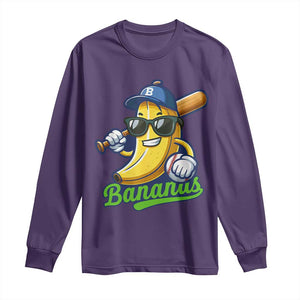 Cute Banana Graphics Long Sleeve Shirt Funny Sports Baseball Lover TS02 Purple Print Your Wear