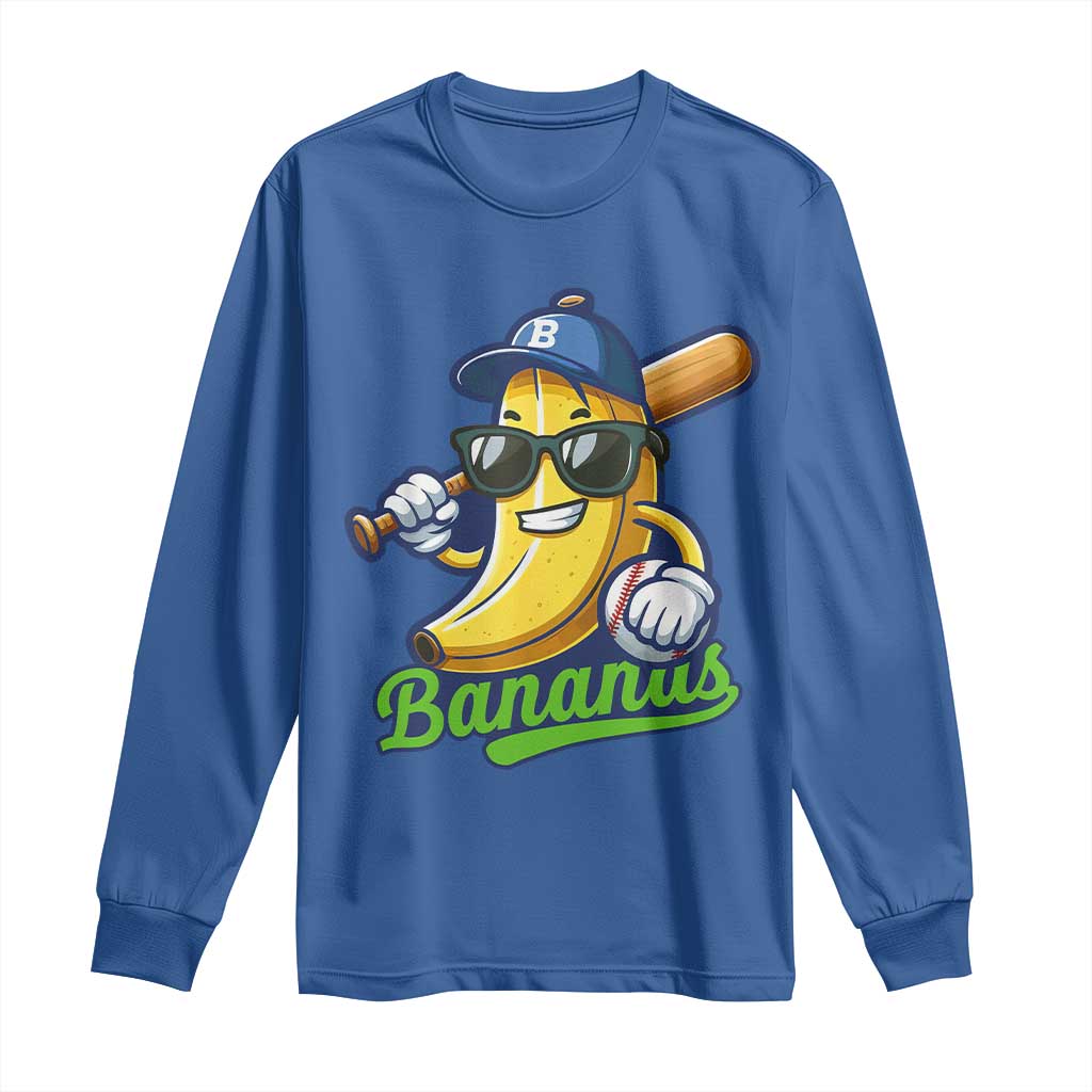 Cute Banana Graphics Long Sleeve Shirt Funny Sports Baseball Lover TS02 Royal Blue Print Your Wear