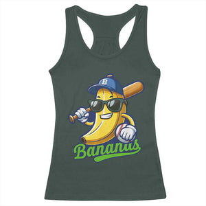 Cute Banana Graphics Racerback Tank Top Funny Sports Baseball Lover TS02 Dark Forest Green Print Your Wear