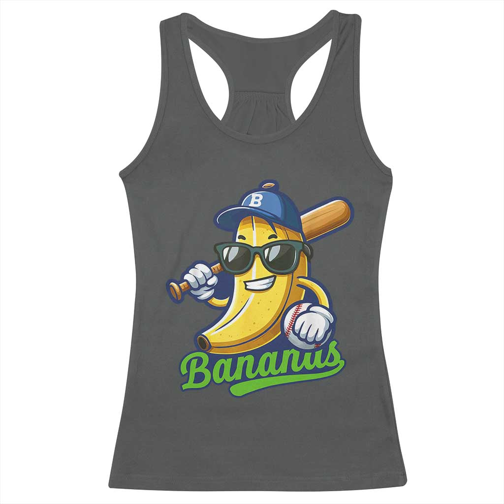 Cute Banana Graphics Racerback Tank Top Funny Sports Baseball Lover TS02 Dark Heather Print Your Wear