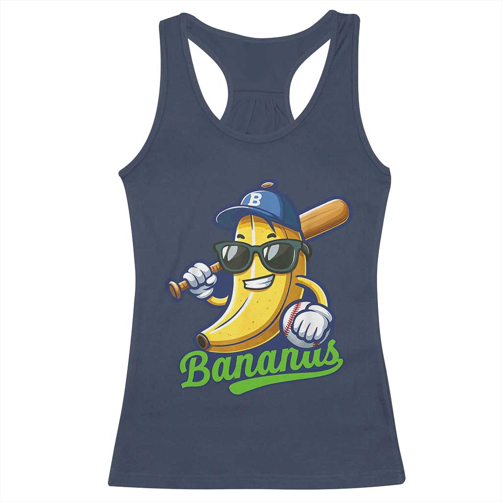 Cute Banana Graphics Racerback Tank Top Funny Sports Baseball Lover TS02 Navy Print Your Wear