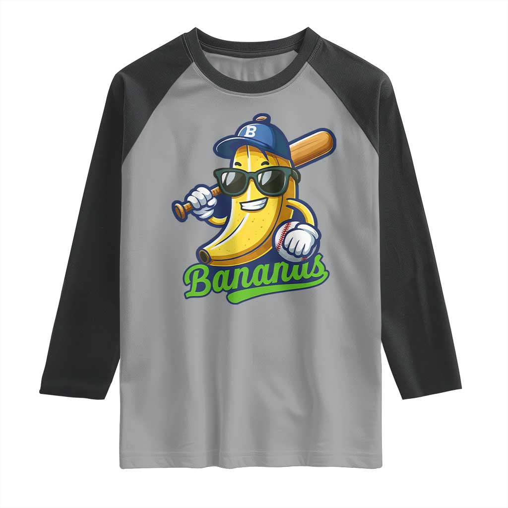 Cute Banana Graphics Raglan Shirt Funny Sports Baseball Lover TS02 Sport Gray Black Print Your Wear