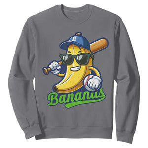 Cute Banana Graphics Sweatshirt Funny Sports Baseball Lover TS02 Charcoal Print Your Wear