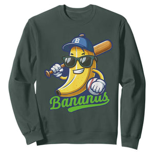 Cute Banana Graphics Sweatshirt Funny Sports Baseball Lover TS02 Dark Forest Green Print Your Wear
