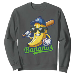 Cute Banana Graphics Sweatshirt Funny Sports Baseball Lover TS02 Dark Heather Print Your Wear