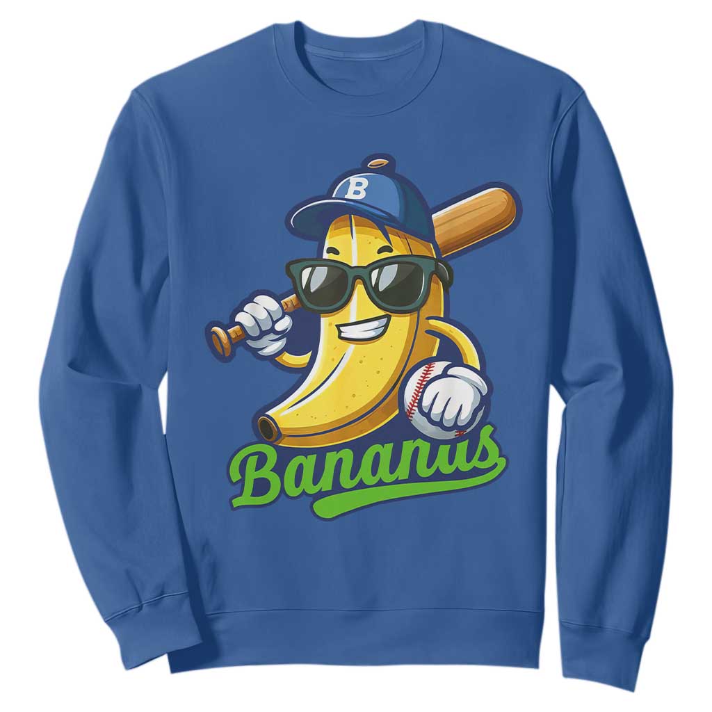 Cute Banana Graphics Sweatshirt Funny Sports Baseball Lover TS02 Royal Blue Print Your Wear