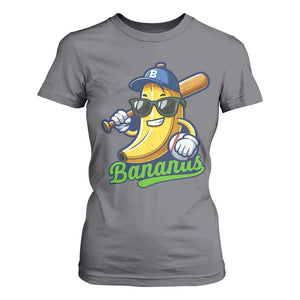 Cute Banana Graphics T Shirt For Women Funny Sports Baseball Lover TS02 Charcoal Print Your Wear