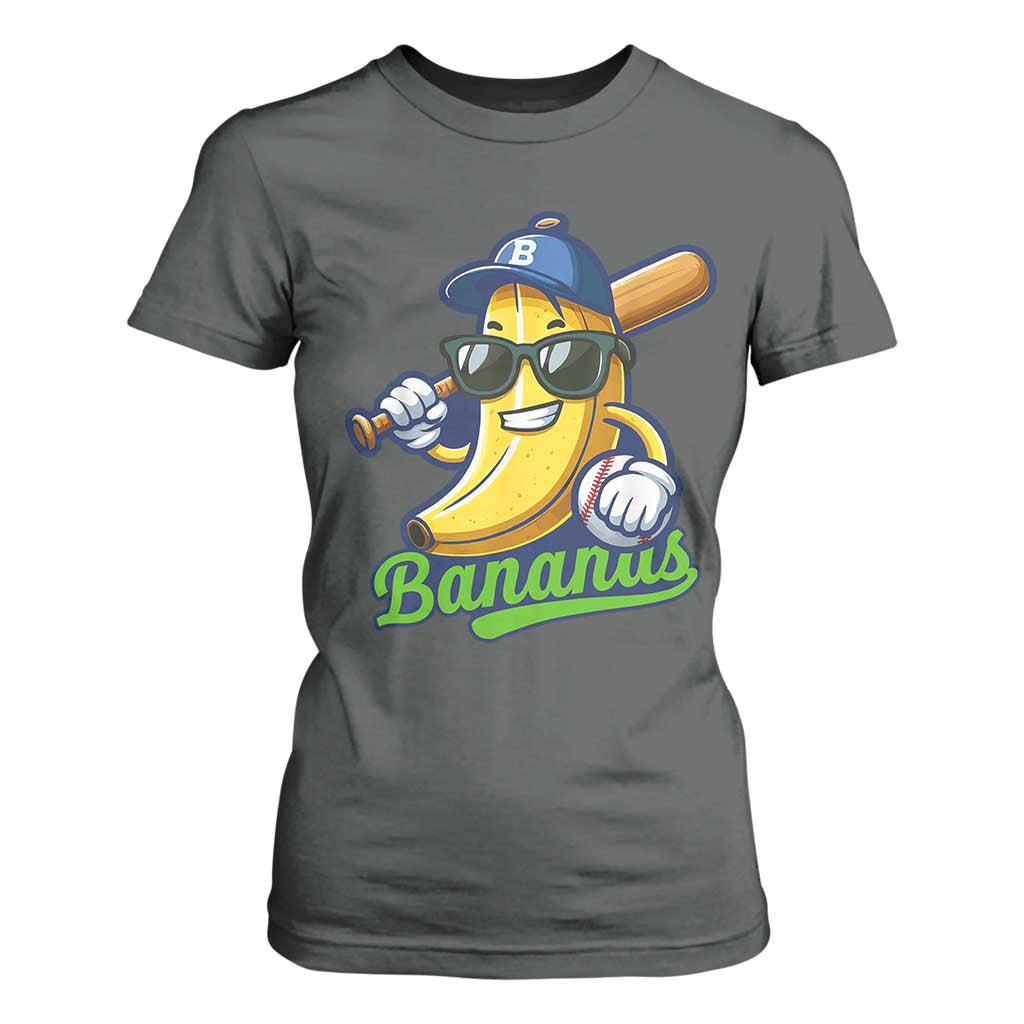 Cute Banana Graphics T Shirt For Women Funny Sports Baseball Lover TS02 Dark Heather Print Your Wear