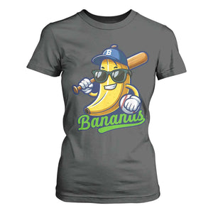 Cute Banana Graphics T Shirt For Women Funny Sports Baseball Lover TS02 Dark Heather Print Your Wear