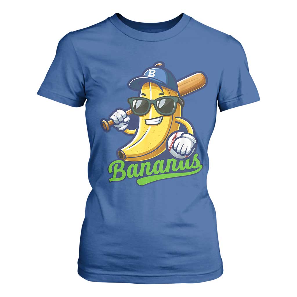 Cute Banana Graphics T Shirt For Women Funny Sports Baseball Lover TS02 Royal Blue Print Your Wear