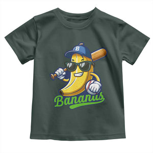 Cute Banana Graphics Toddler T Shirt Funny Sports Baseball Lover TS02 Dark Forest Green Print Your Wear