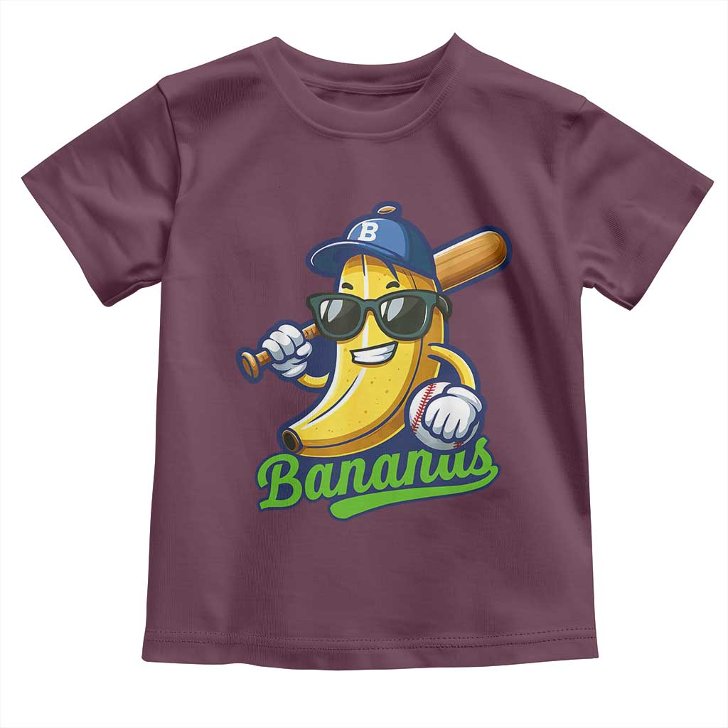 Cute Banana Graphics Toddler T Shirt Funny Sports Baseball Lover TS02 Maroon Print Your Wear