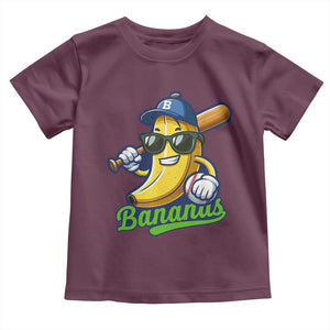 Cute Banana Graphics Toddler T Shirt Funny Sports Baseball Lover TS02 Maroon Print Your Wear