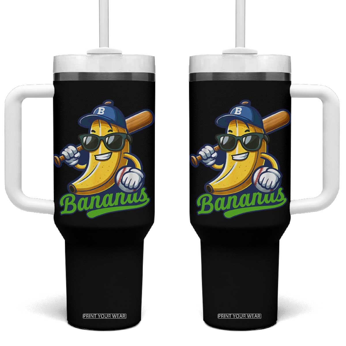 Cute Banana Graphics Tumbler With Handle Funny Sports Baseball Lover TS02 One Size: 40 oz Black Print Your Wear
