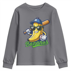 Cute Banana Graphics Youth Sweatshirt Funny Sports Baseball Lover TS02 Charcoal Print Your Wear