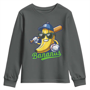 Cute Banana Graphics Youth Sweatshirt Funny Sports Baseball Lover TS02 Dark Heather Print Your Wear