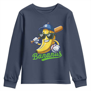 Cute Banana Graphics Youth Sweatshirt Funny Sports Baseball Lover TS02 Navy Print Your Wear