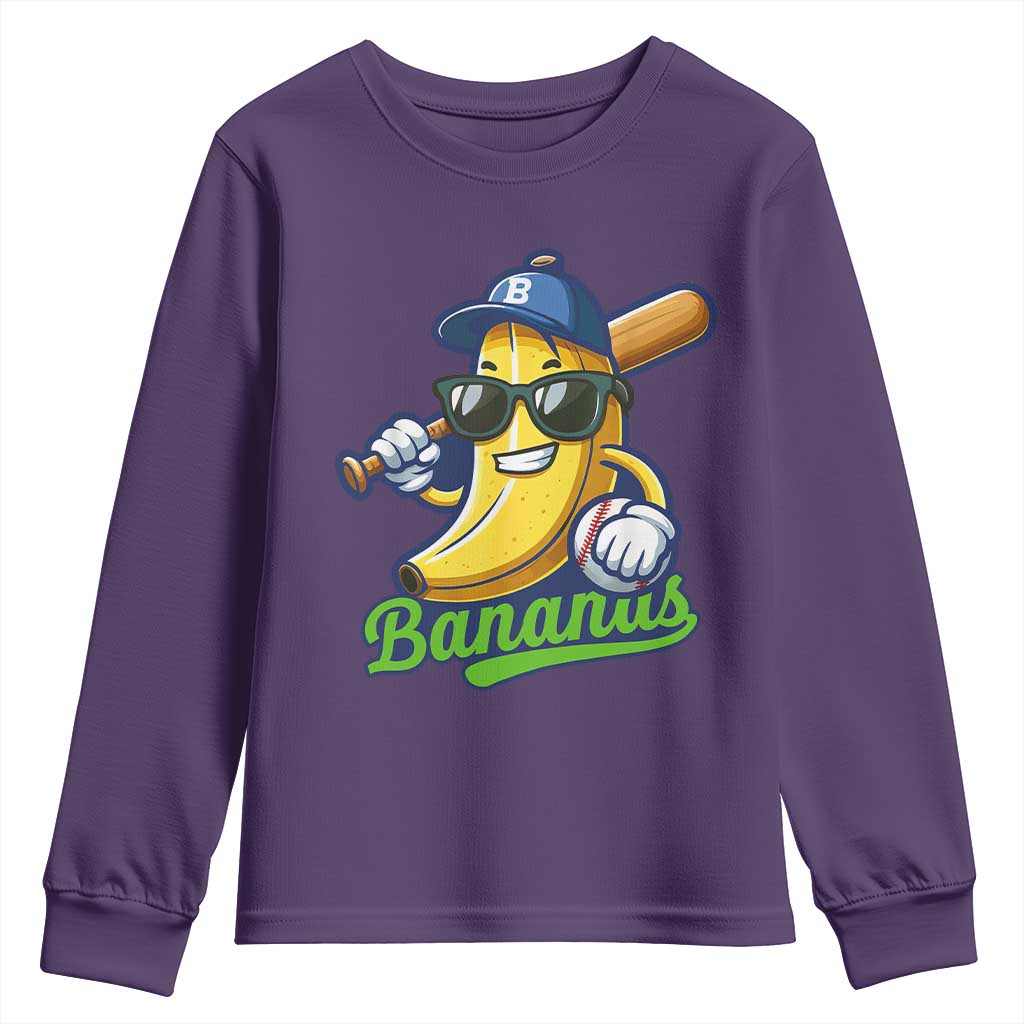 Cute Banana Graphics Youth Sweatshirt Funny Sports Baseball Lover TS02 Purple Print Your Wear