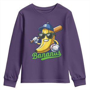Cute Banana Graphics Youth Sweatshirt Funny Sports Baseball Lover TS02 Purple Print Your Wear