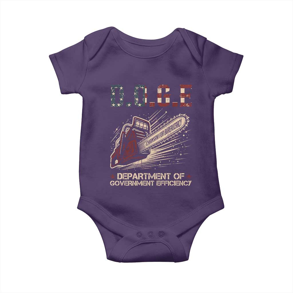 Chainsaw For Bureaucracy Baby Onesie Funny DOGE USA Flag TS02 Purple Print Your Wear