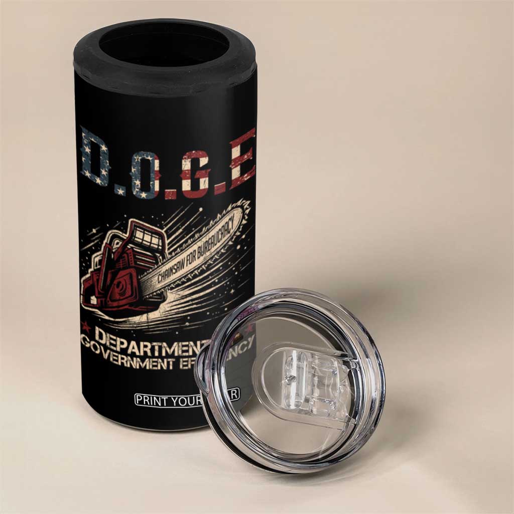 Chainsaw For Bureaucracy 4 in 1 Can Cooler Tumbler Funny DOGE USA Flag TS02 Print Your Wear