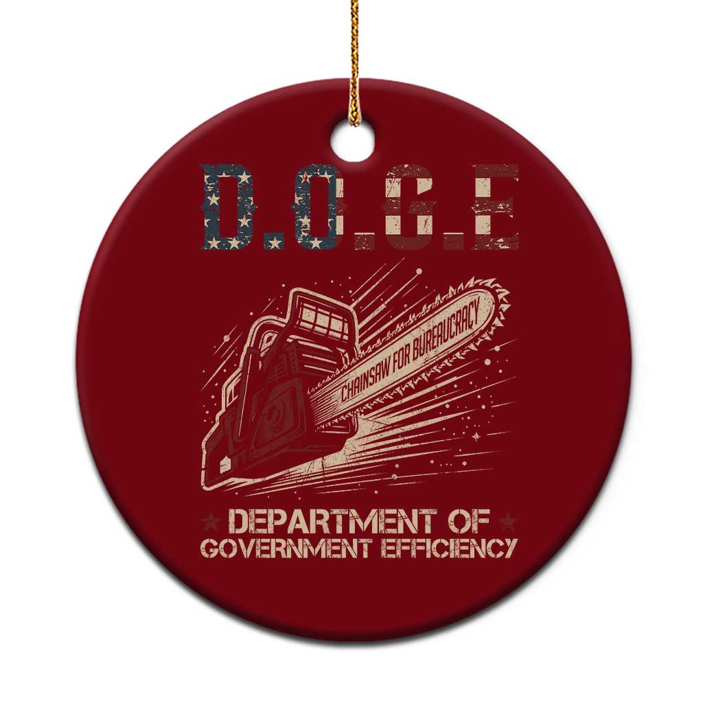 Chainsaw For Bureaucracy Ceramic Ornament Funny DOGE USA Flag TS02 1pc Red Print Your Wear