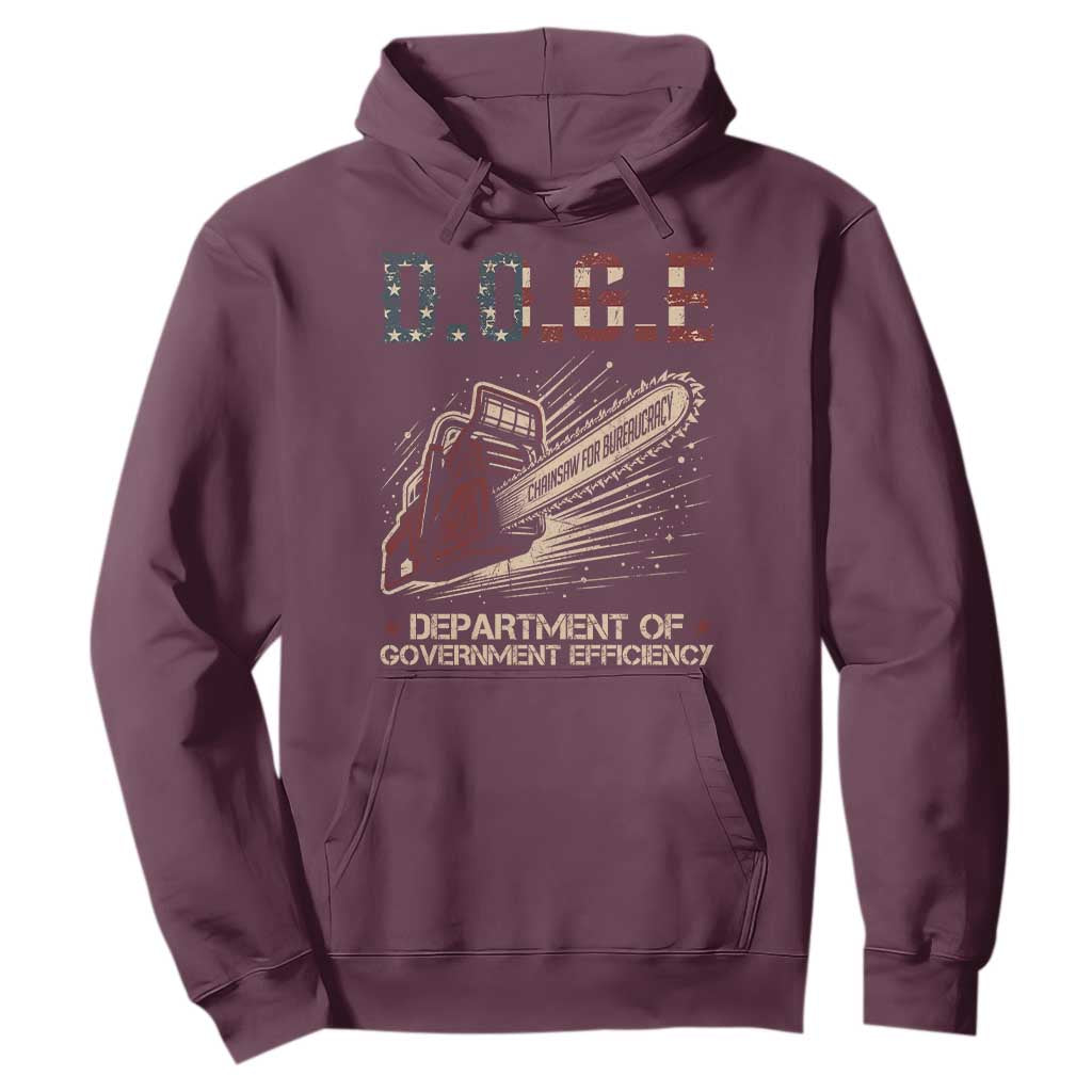 Chainsaw For Bureaucracy Hoodie Funny DOGE USA Flag TS02 Maroon Print Your Wear