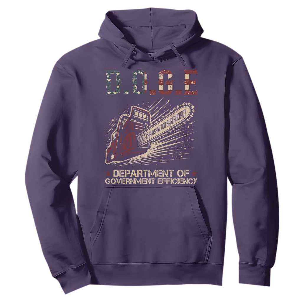 Chainsaw For Bureaucracy Hoodie Funny DOGE USA Flag TS02 Purple Print Your Wear
