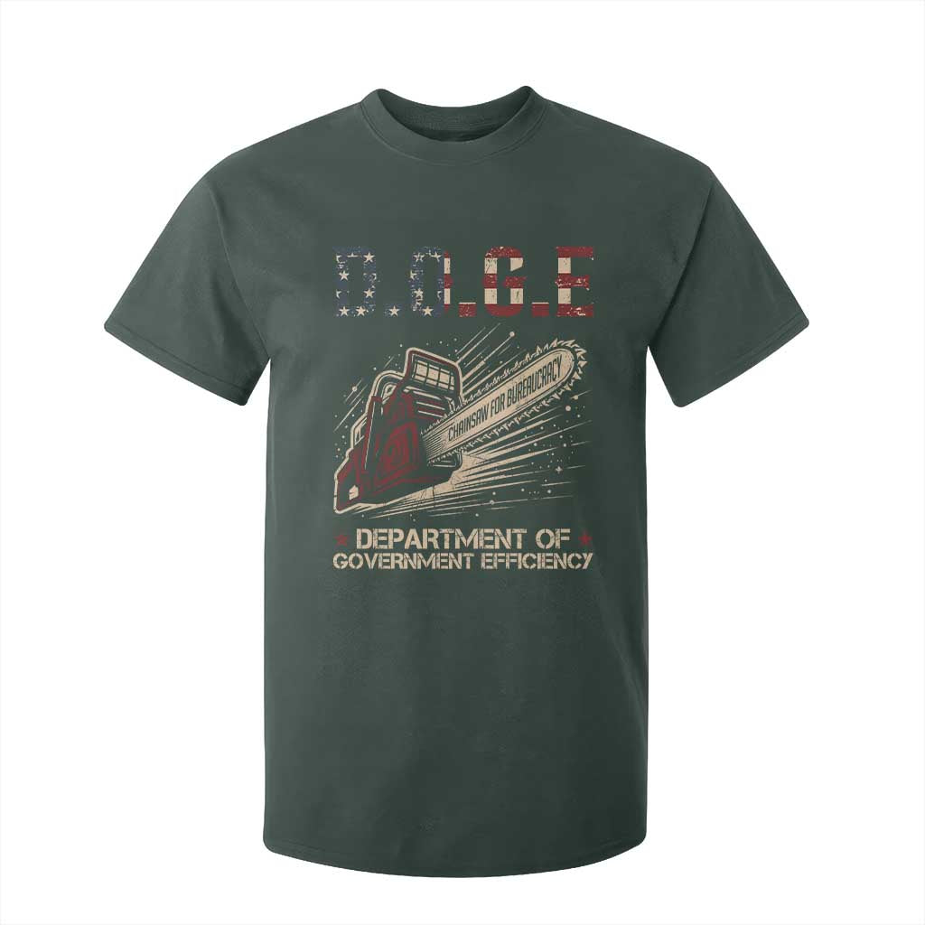 Chainsaw For Bureaucracy T Shirt For Kid Funny DOGE USA Flag TS02 Dark Forest Green Print Your Wear
