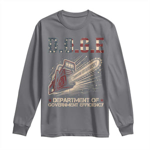 Chainsaw For Bureaucracy Long Sleeve Shirt Funny DOGE USA Flag TS02 Charcoal Print Your Wear