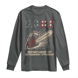 Chainsaw For Bureaucracy Long Sleeve Shirt Funny DOGE USA Flag TS02 Dark Heather Print Your Wear