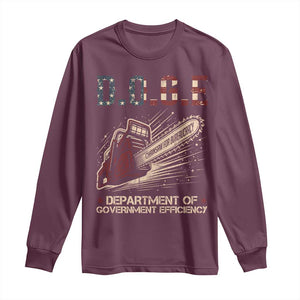 Chainsaw For Bureaucracy Long Sleeve Shirt Funny DOGE USA Flag TS02 Maroon Print Your Wear