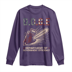 Chainsaw For Bureaucracy Long Sleeve Shirt Funny DOGE USA Flag TS02 Purple Print Your Wear