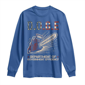 Chainsaw For Bureaucracy Long Sleeve Shirt Funny DOGE USA Flag TS02 Royal Blue Print Your Wear
