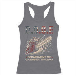 Chainsaw For Bureaucracy Racerback Tank Top Funny DOGE USA Flag TS02 Charcoal Print Your Wear