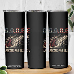 Chainsaw For Bureaucracy Skinny Tumbler Funny DOGE USA Flag TS02 Print Your Wear