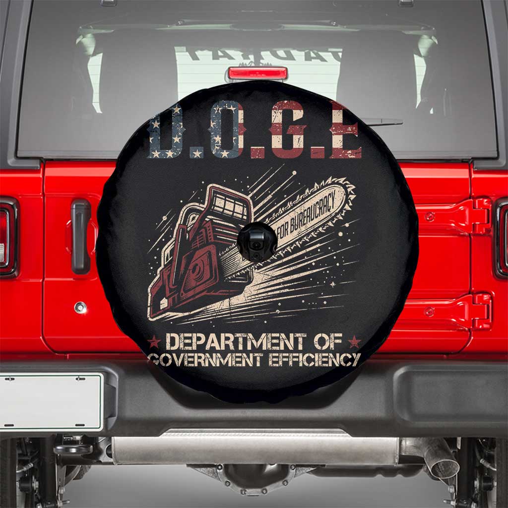 Chainsaw For Bureaucracy Spare Tire Cover Funny DOGE USA Flag TS02 Black Print Your Wear