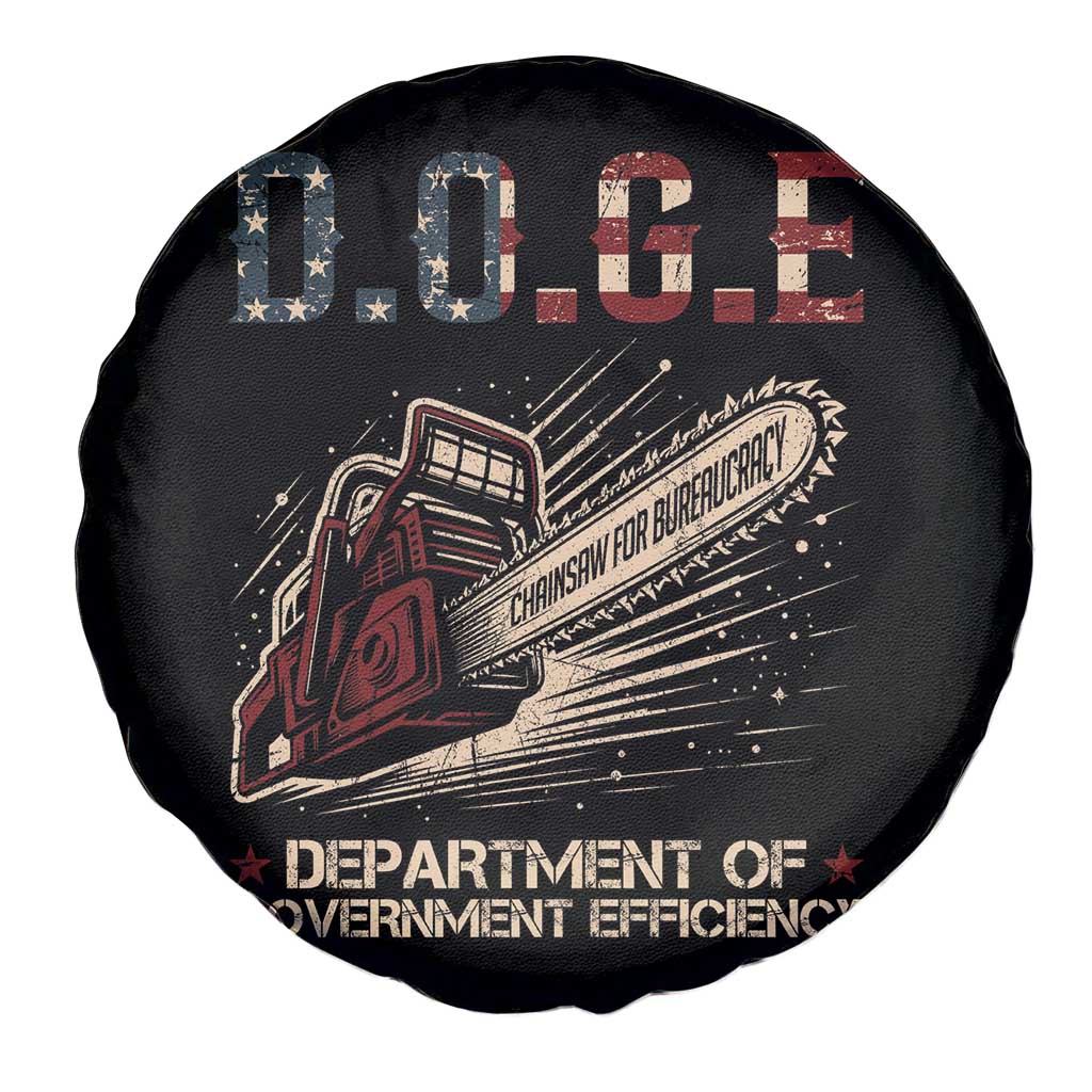 Chainsaw For Bureaucracy Spare Tire Cover Funny DOGE USA Flag TS02 Print Your Wear