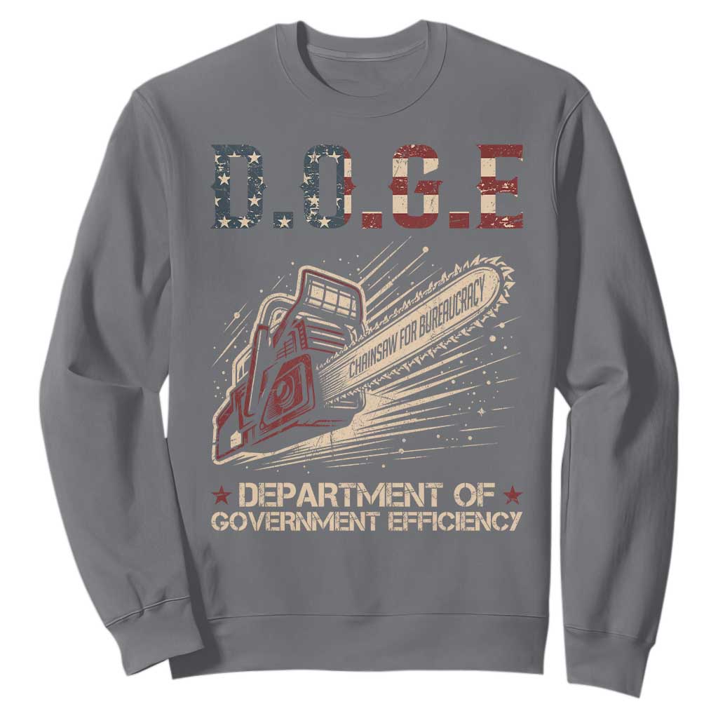 Chainsaw For Bureaucracy Sweatshirt Funny DOGE USA Flag TS02 Charcoal Print Your Wear