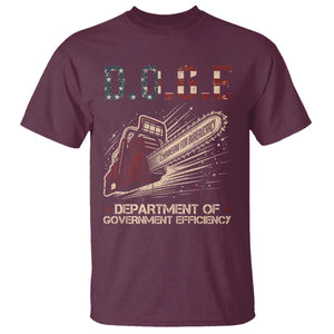 Chainsaw For Bureaucracy T Shirt Funny DOGE USA Flag TS02 Maroon Print Your Wear