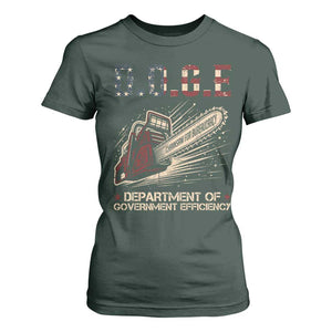 Chainsaw For Bureaucracy T Shirt For Women Funny DOGE USA Flag TS02 Dark Forest Green Print Your Wear