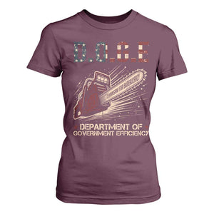 Chainsaw For Bureaucracy T Shirt For Women Funny DOGE USA Flag TS02 Maroon Print Your Wear