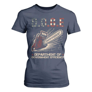 Chainsaw For Bureaucracy T Shirt For Women Funny DOGE USA Flag TS02 Navy Print Your Wear