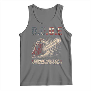 Chainsaw For Bureaucracy Tank Top Funny DOGE USA Flag TS02 Black Heather Print Your Wear