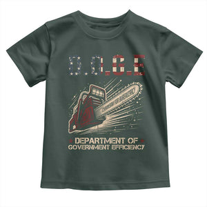 Chainsaw For Bureaucracy Toddler T Shirt Funny DOGE USA Flag TS02 Dark Forest Green Print Your Wear