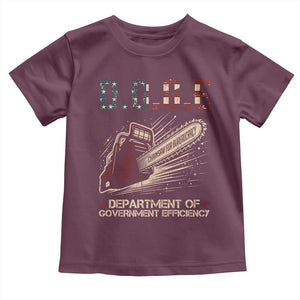 Chainsaw For Bureaucracy Toddler T Shirt Funny DOGE USA Flag TS02 Maroon Print Your Wear