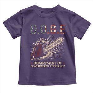 Chainsaw For Bureaucracy Toddler T Shirt Funny DOGE USA Flag TS02 Purple Print Your Wear